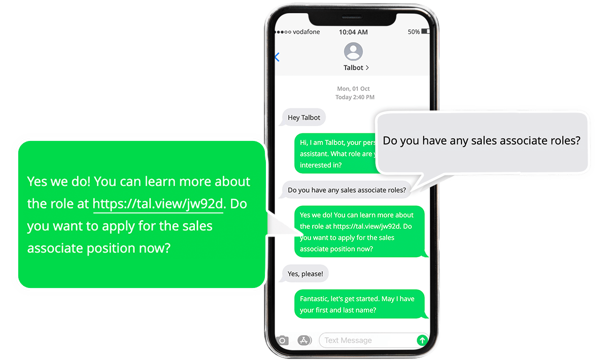 Text based recruiting