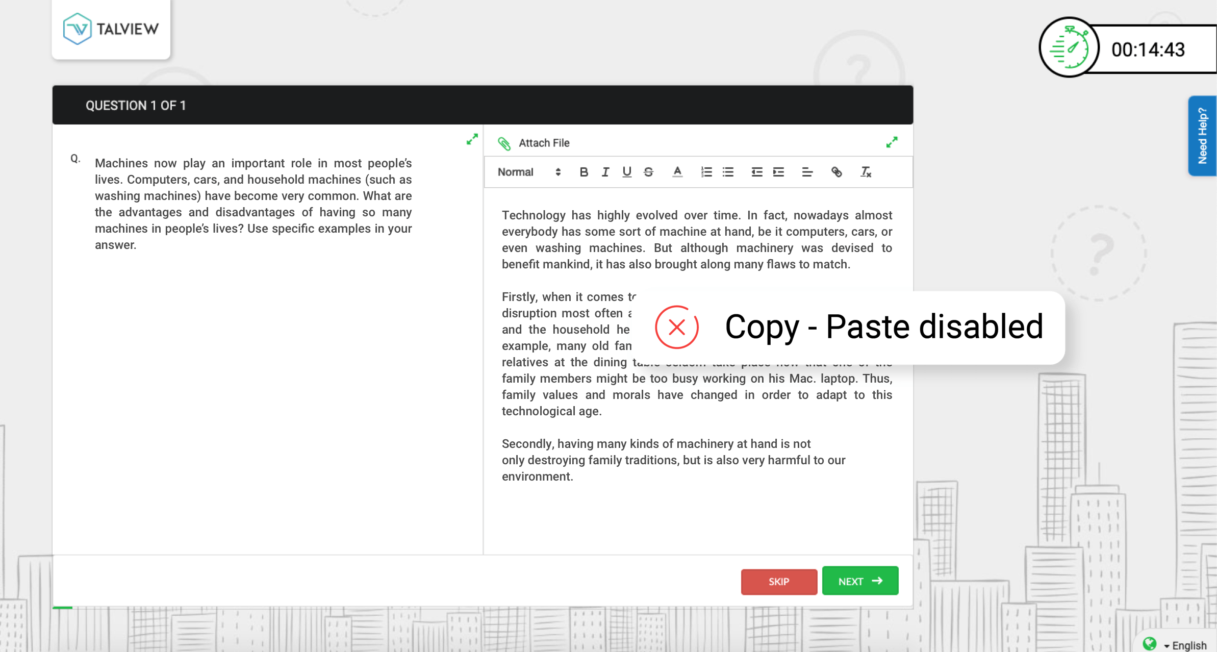 Disable copying content in candidate web app