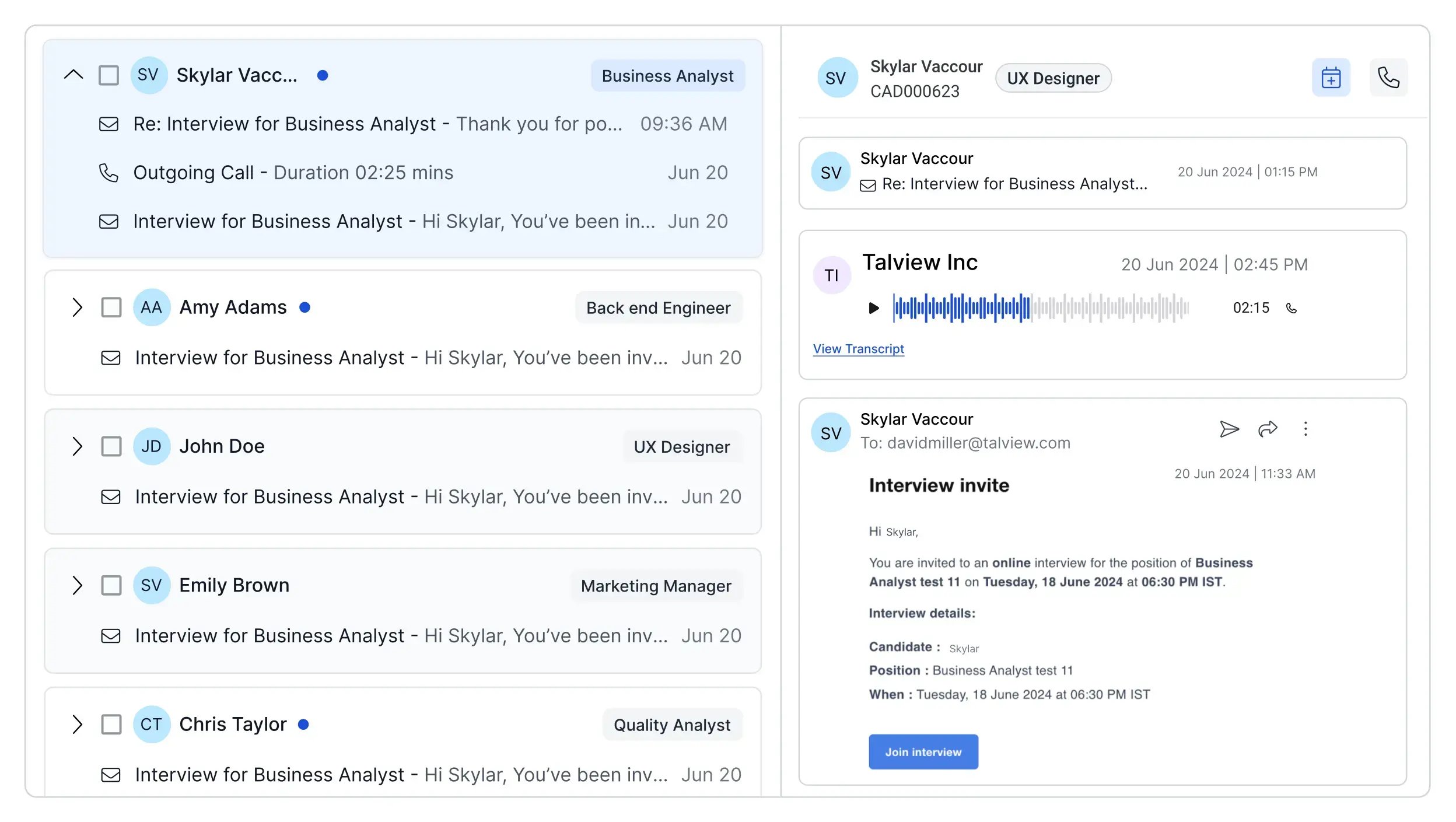 Engage with Candidates and Hiring Managers