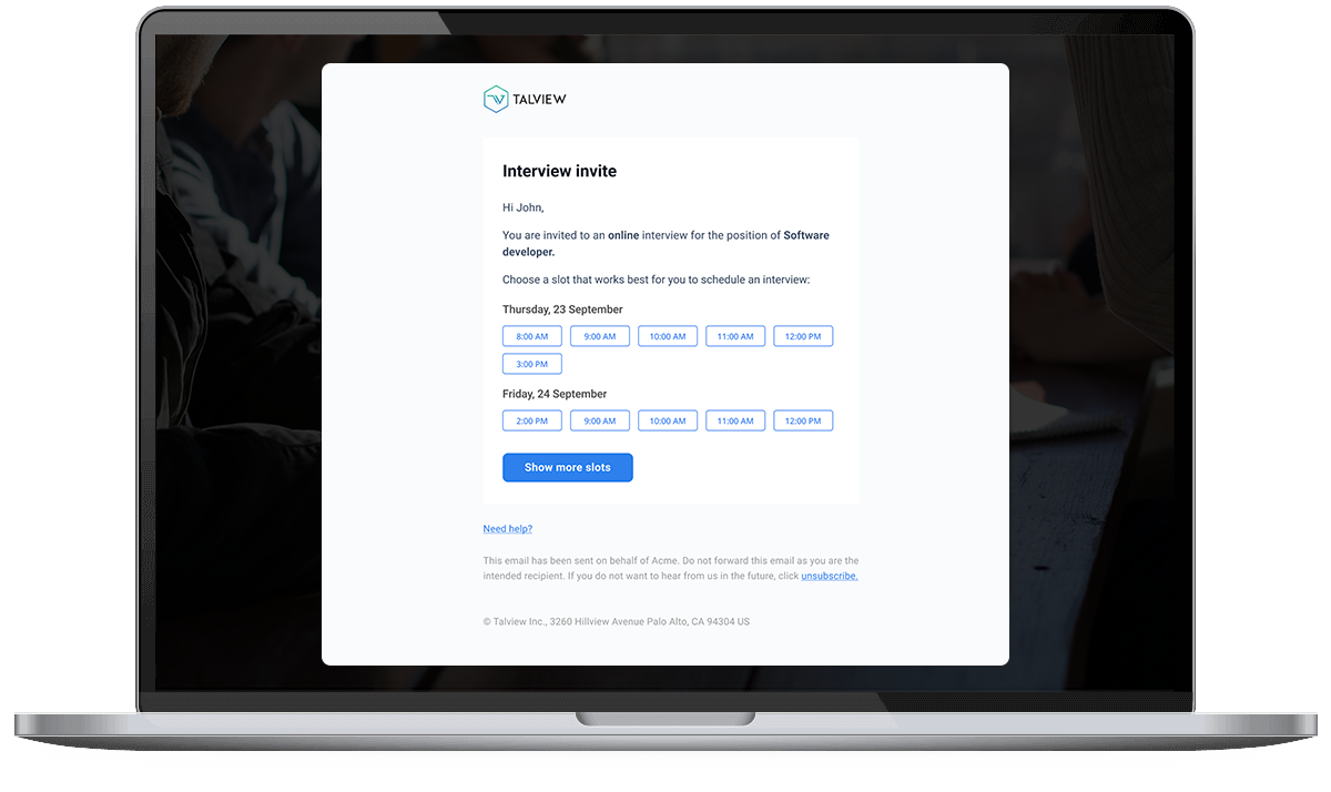 Talview Interview Scheduling Tool