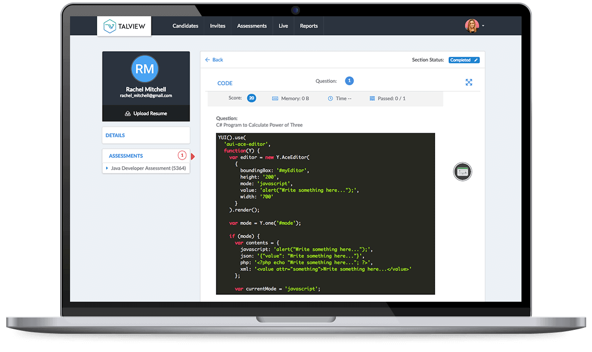 Online Coding Test Platform | Programming Test | Talview